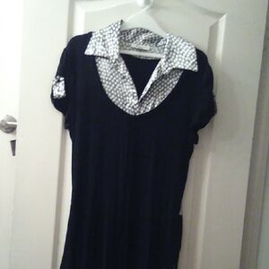 Jessica Black Mini Dress with White Patterned Collar
